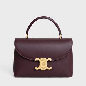 Chic Burgundy Satchel with Gold Accents